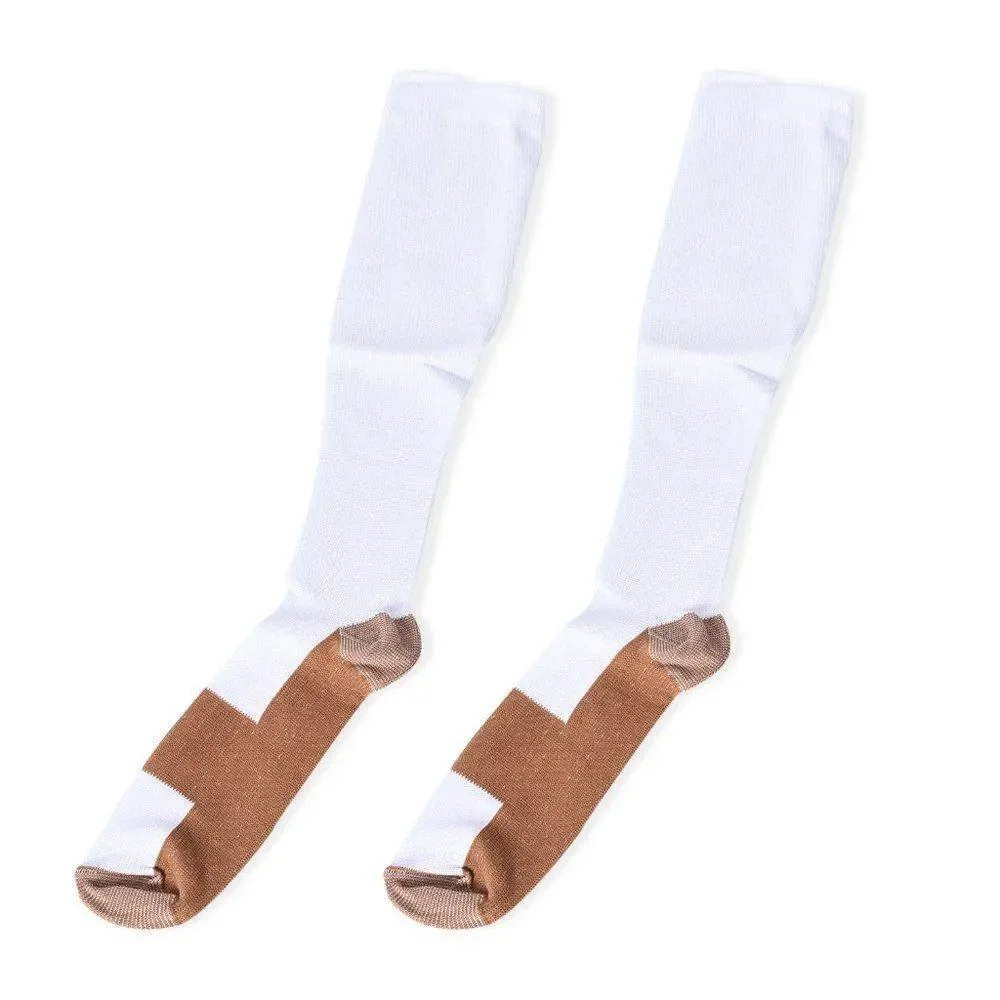 Ankle Length Copper Infused Compression Socks White (S/M)